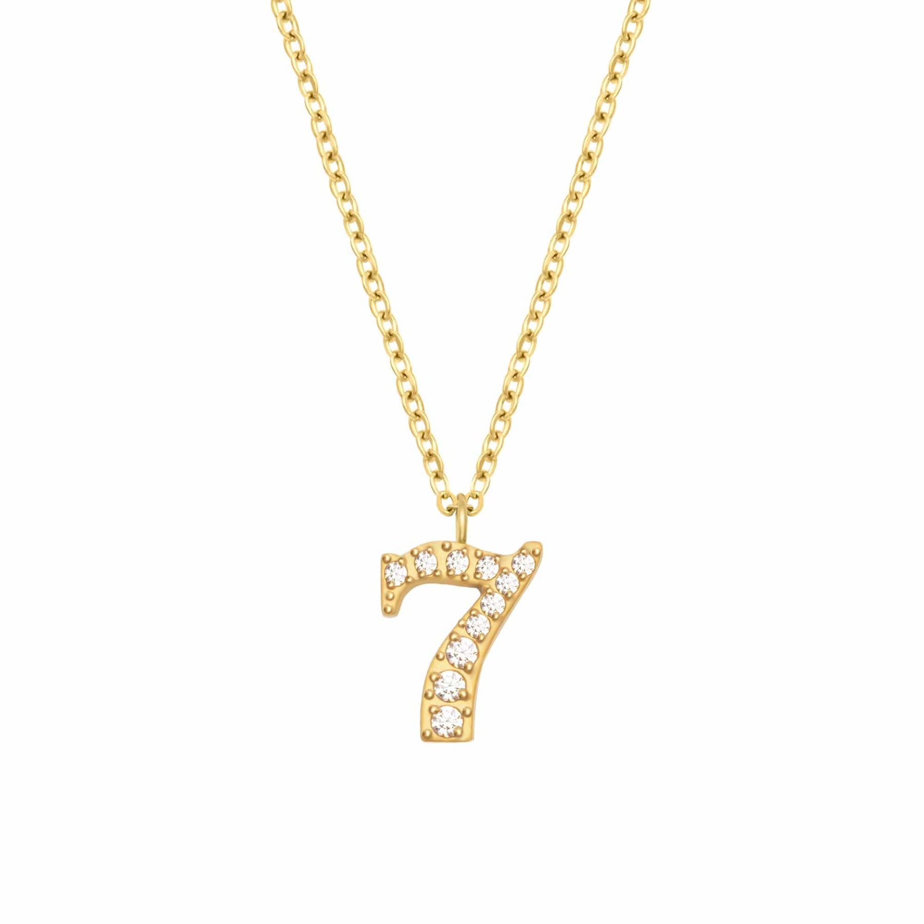 BohoMoon Stainless Steel Glow Number Necklace Gold / 7
