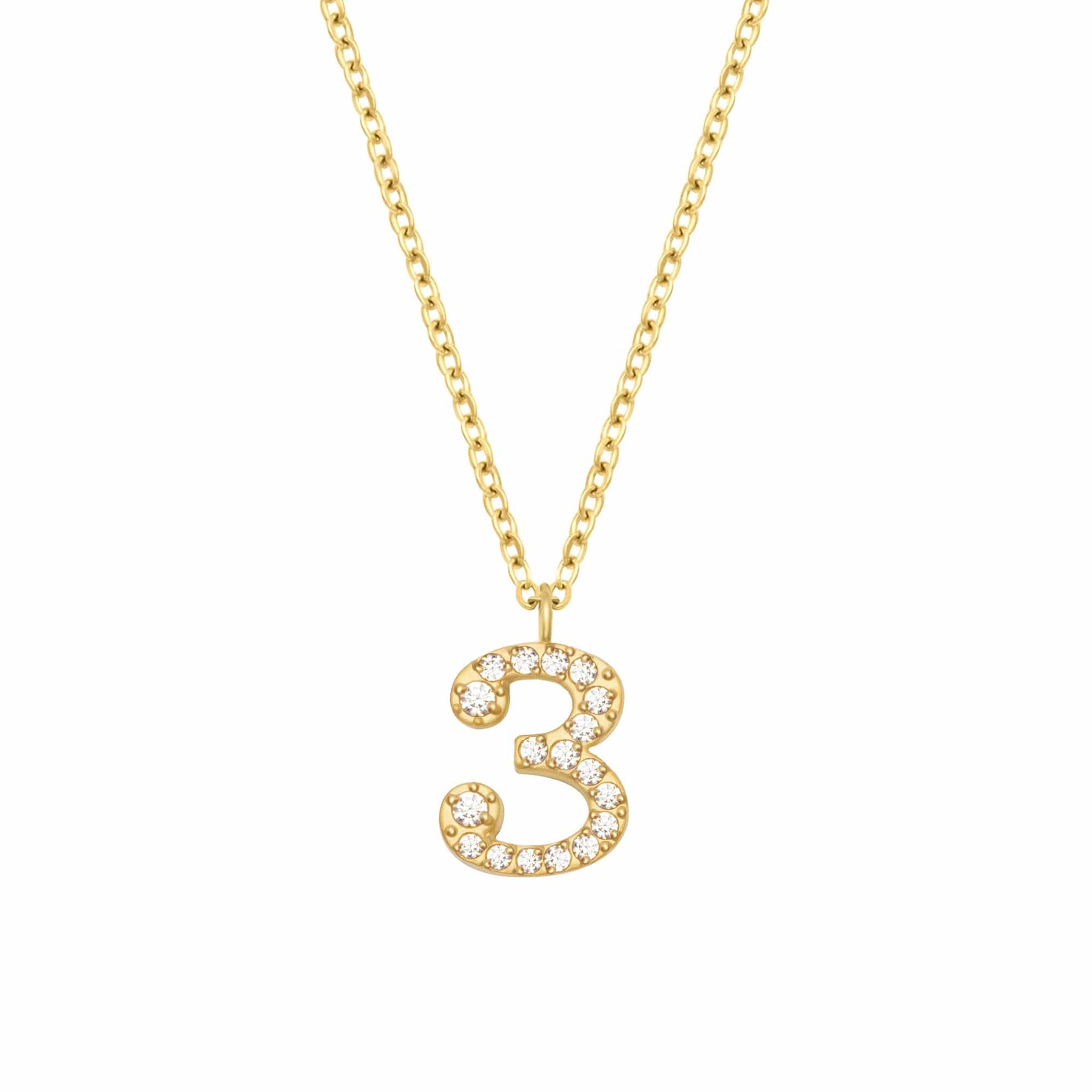 BohoMoon Stainless Steel Glow Number Necklace Gold / 3