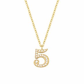 BohoMoon Stainless Steel Glow Number Necklace Gold / 5