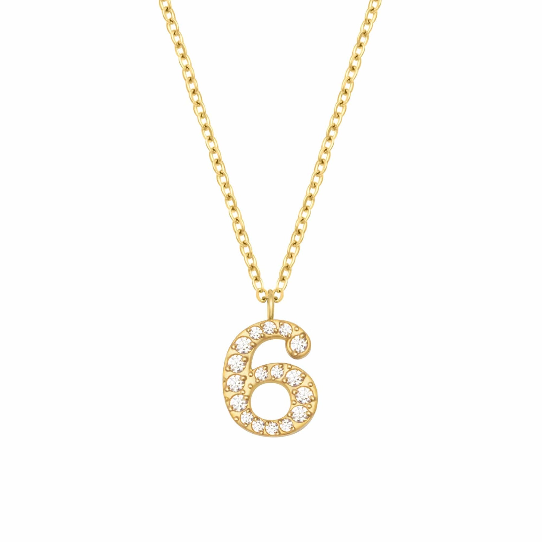 BohoMoon Stainless Steel Glow Number Necklace Gold / 6