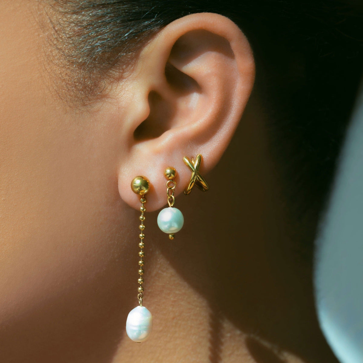 BohoMoon Stainless Steel Gold Coast Pearl Earrings Gold