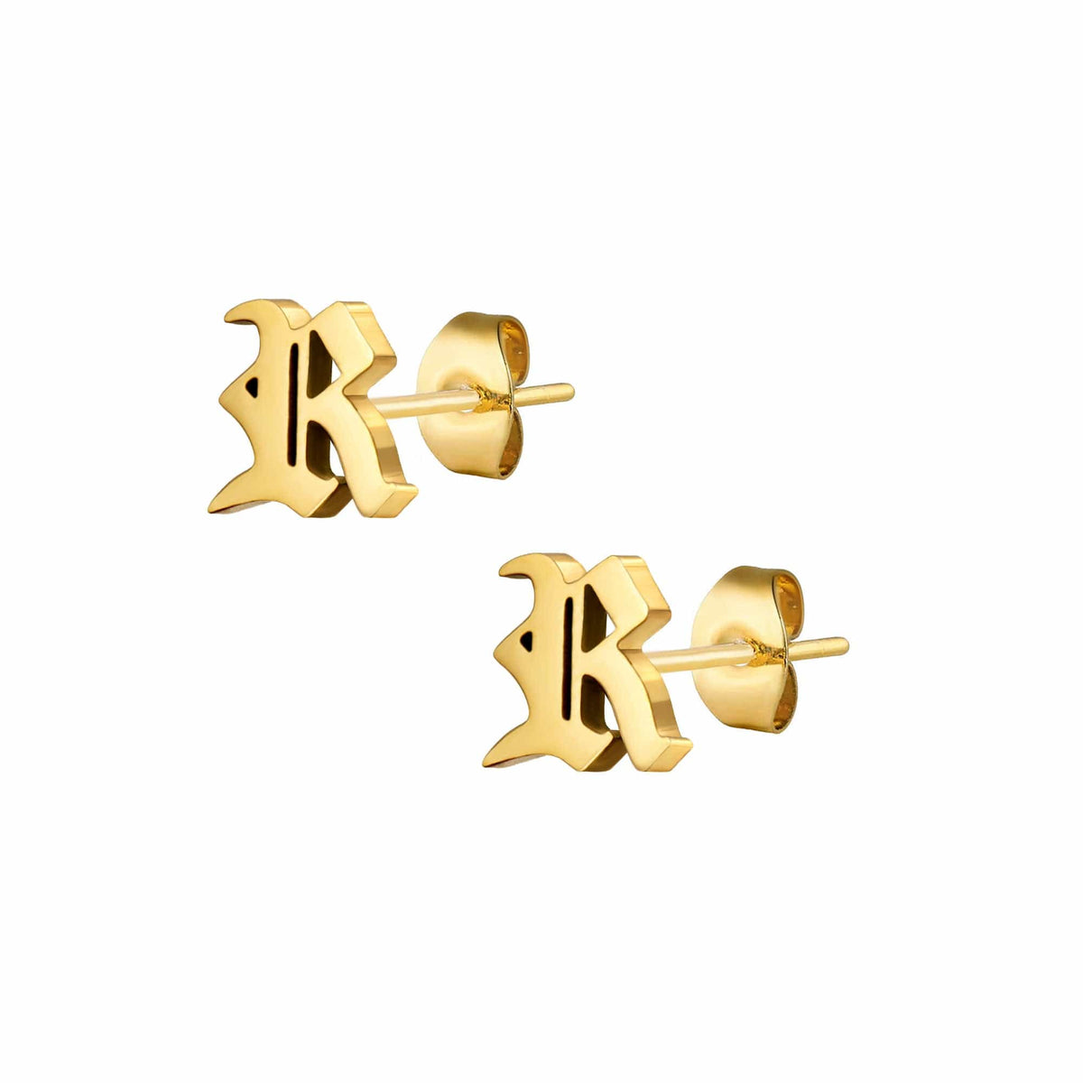 BOHOMOON Stainless Steel Gothic Initial Earrings Gold / A