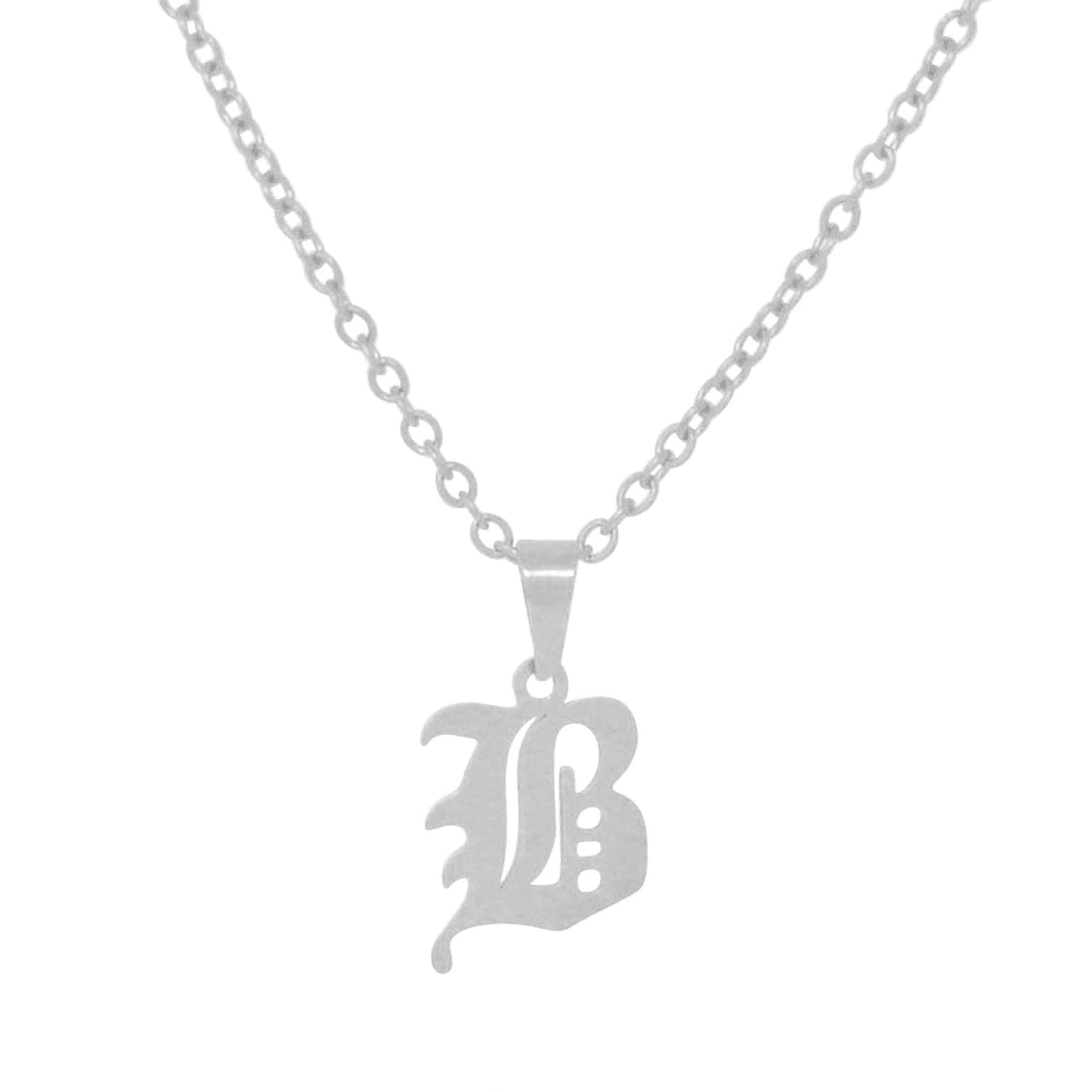 BohoMoon Stainless Steel Gothic Initial Choker / Necklace Silver / A / Choker