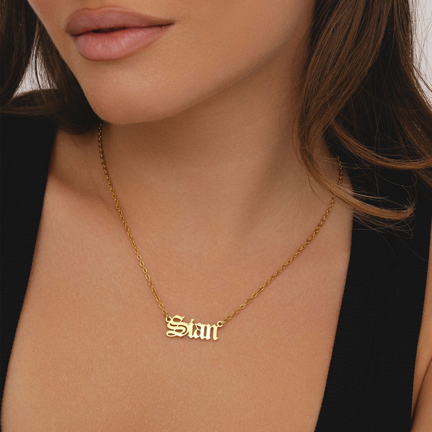 Bohomoon Stainless Steel Personalised Name Necklace - Gothic