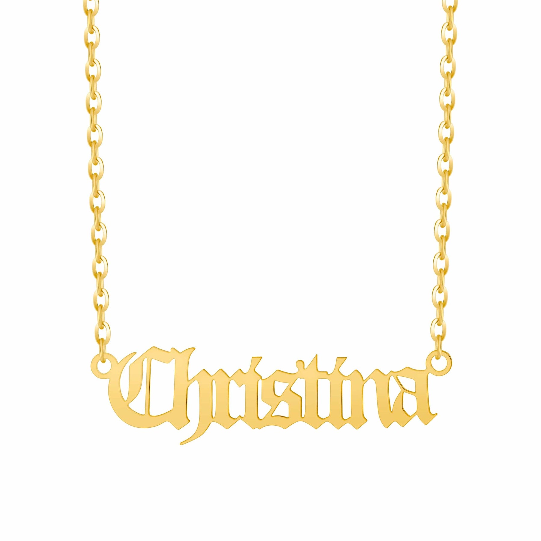 Bohomoon Stainless Steel Gothic Nameplate Necklace