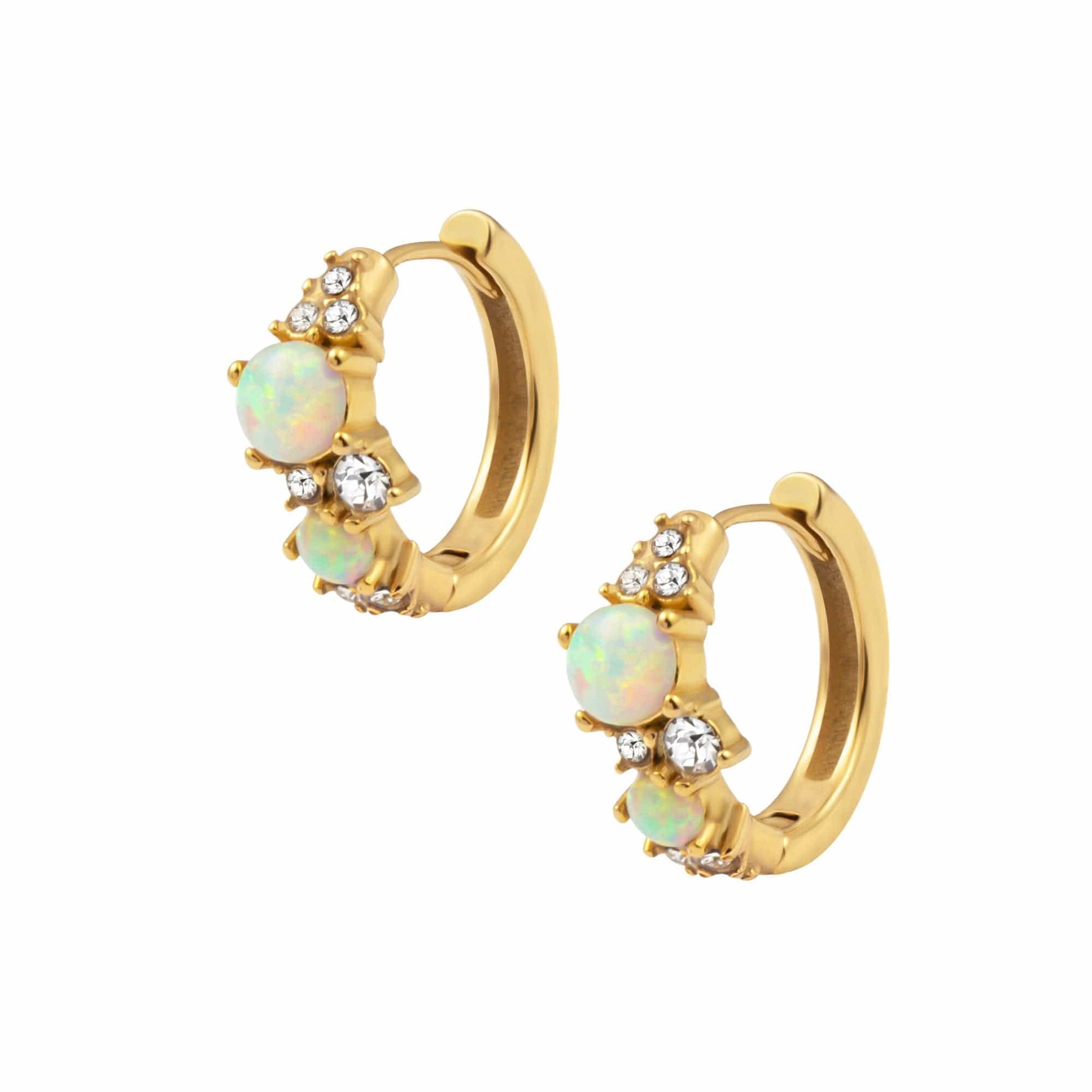 BohoMoon Stainless Steel Gratitude Opal Hoop Earrings Gold