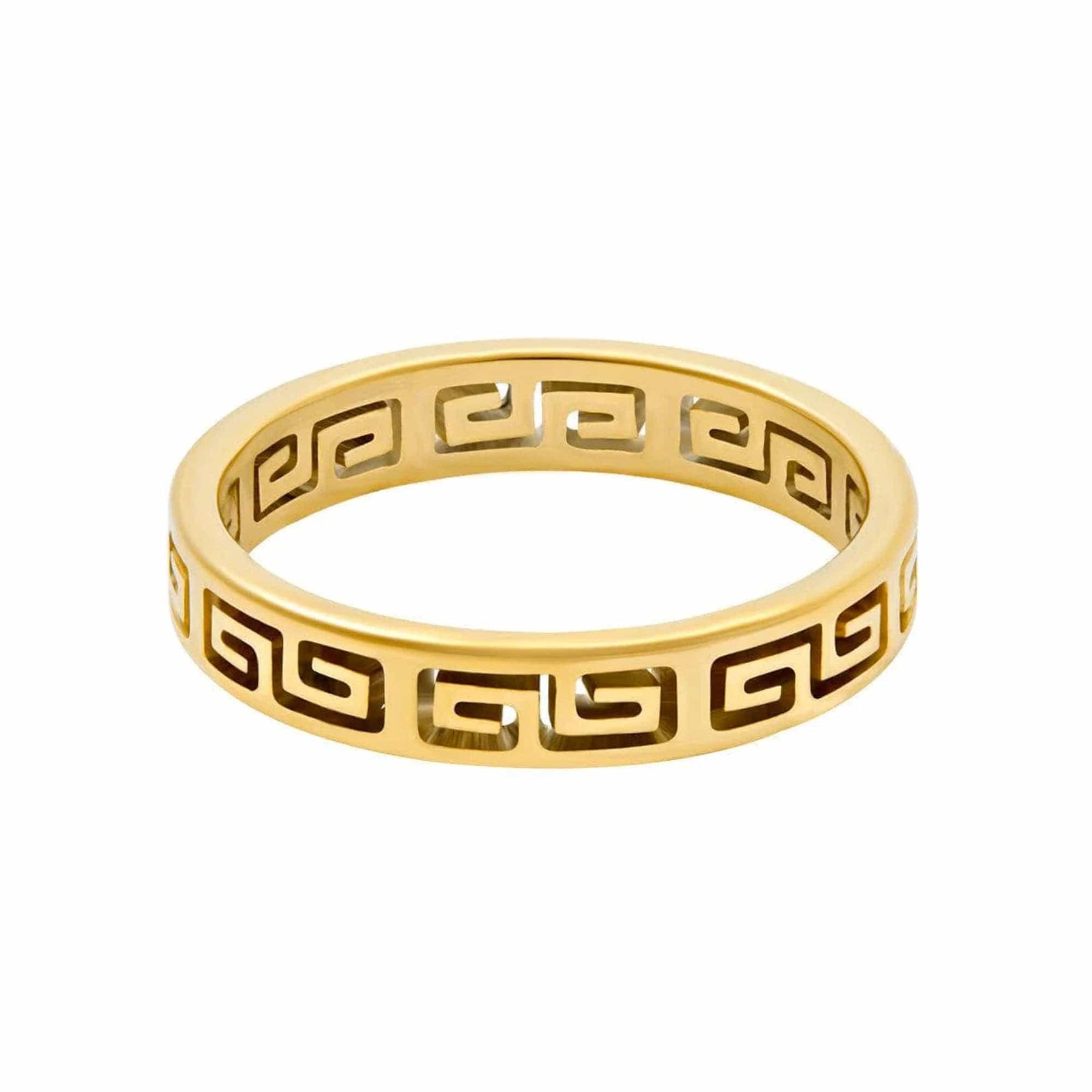 BohoMoon Stainless Steel Greek Key Ring Gold / US 6 / UK L / EUR 51 (small)