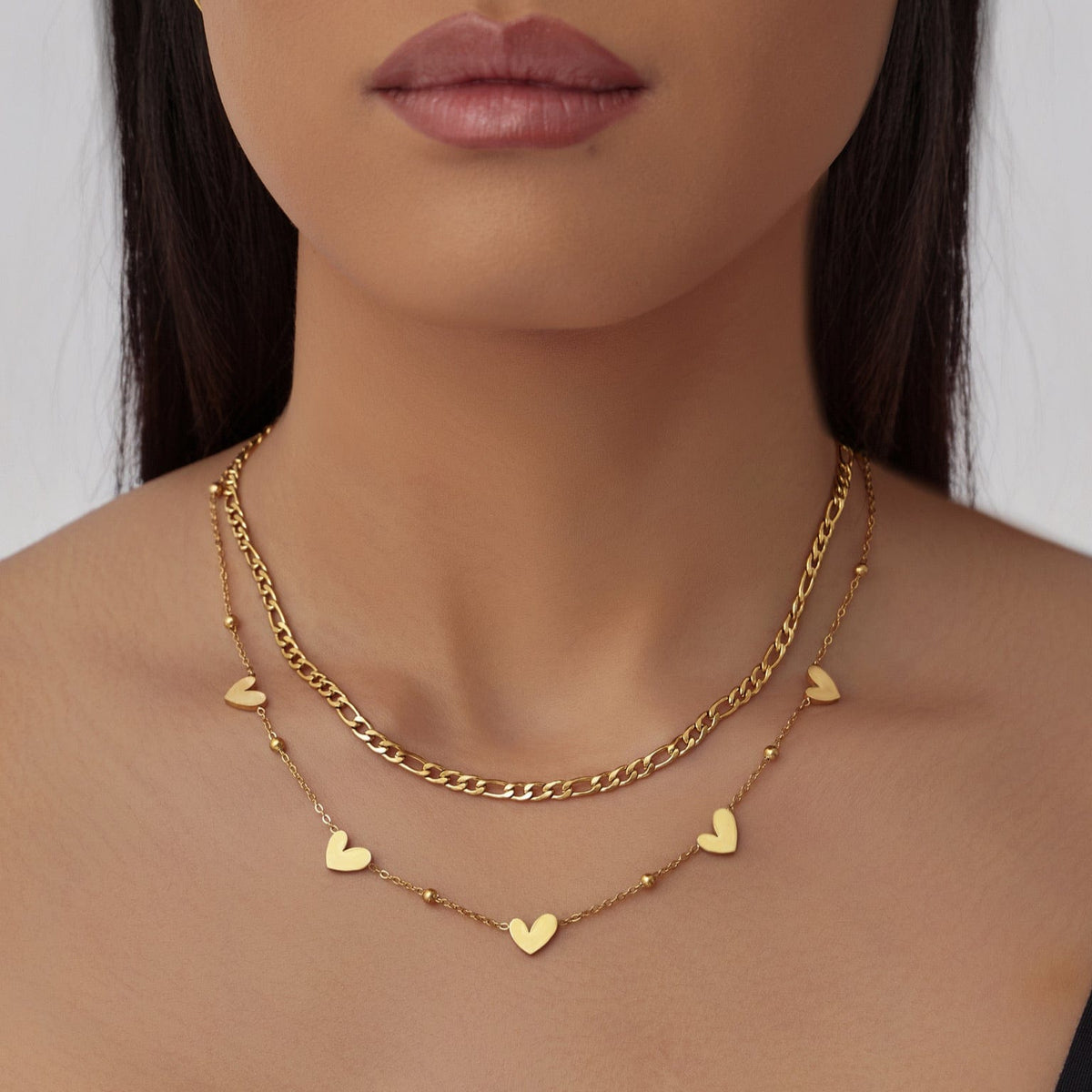 Bohomoon Stainless Steel Hailey Heart Layered Necklace