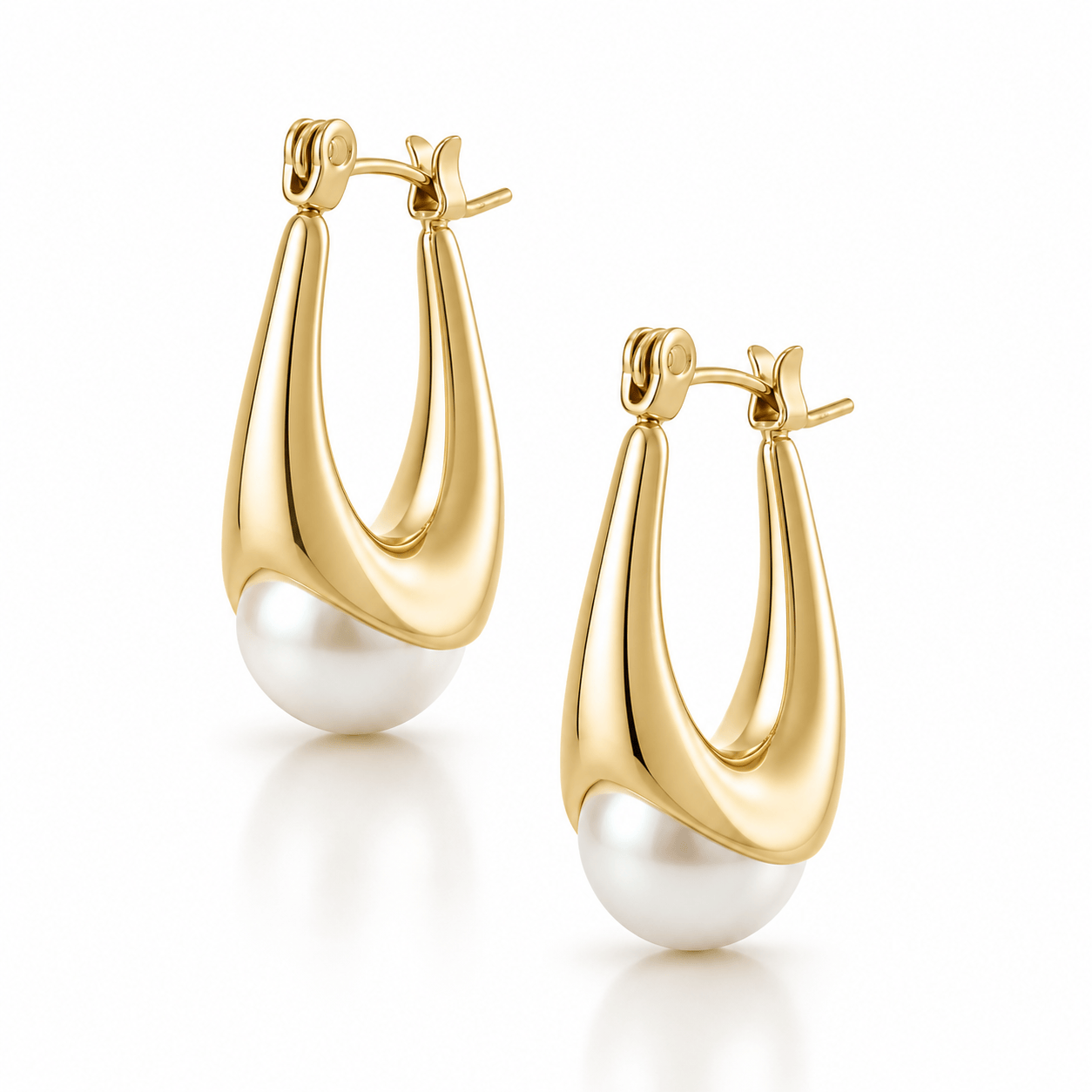Bohomoon Stainless Steel Halle Pearl Hoop Earrings