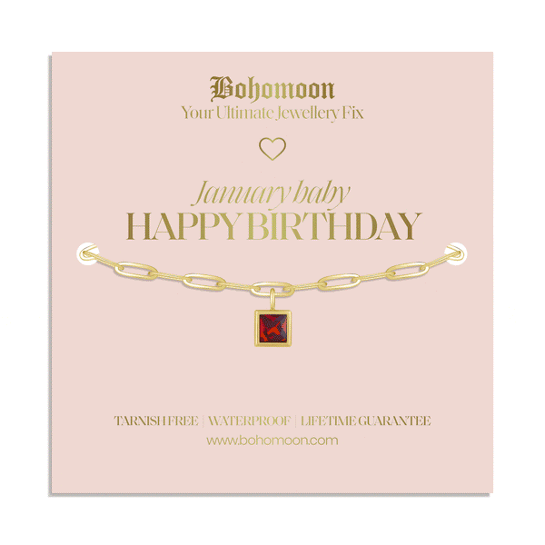 Bohomoon Stainless Steel Happy Birthday Birthstone Bracelet