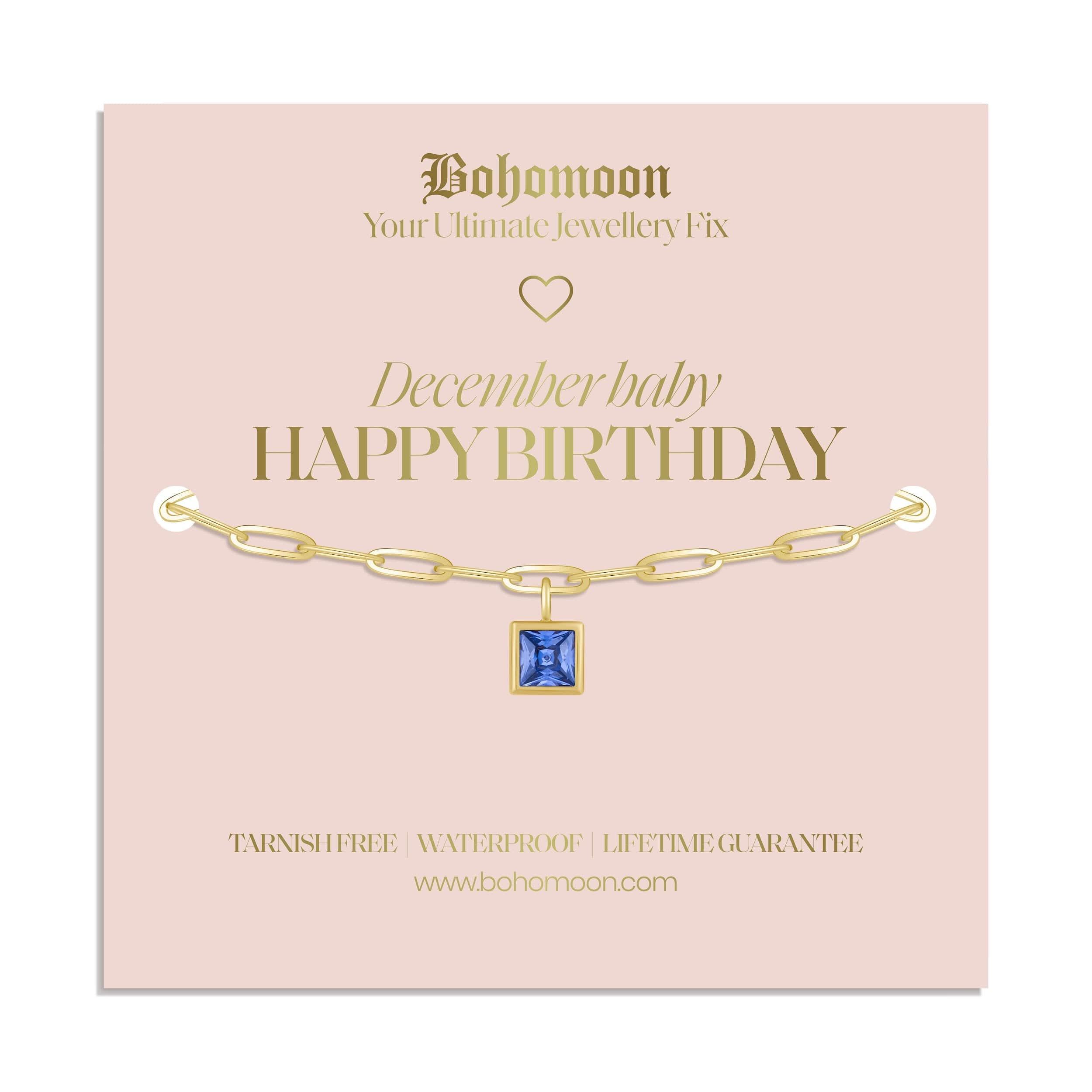 Bohomoon Stainless Steel Happy Birthday Birthstone Bracelet