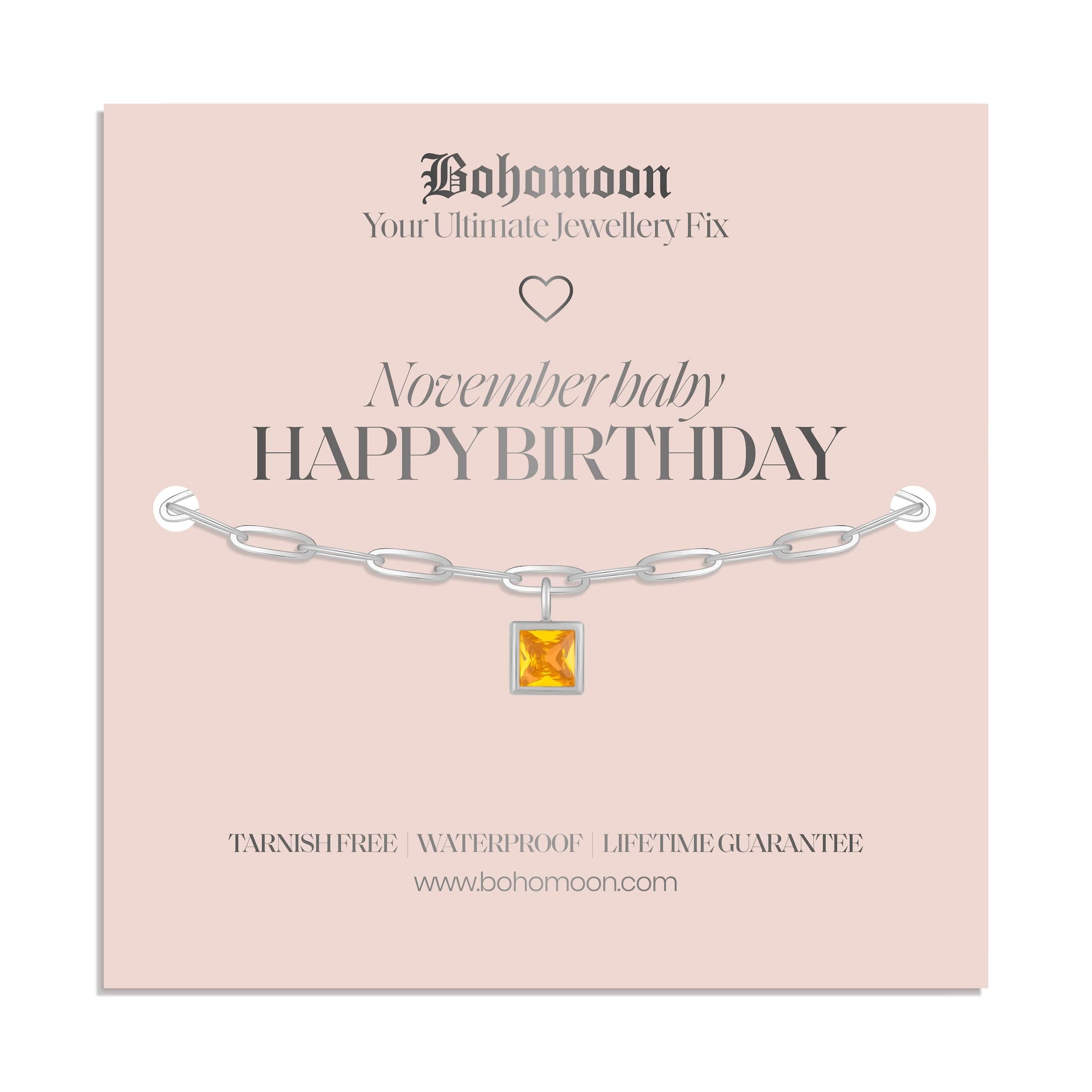 Bohomoon Stainless Steel Happy Birthday Birthstone Bracelet