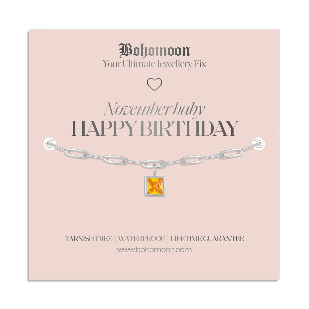 Bohomoon Stainless Steel Happy Birthday Birthstone Bracelet