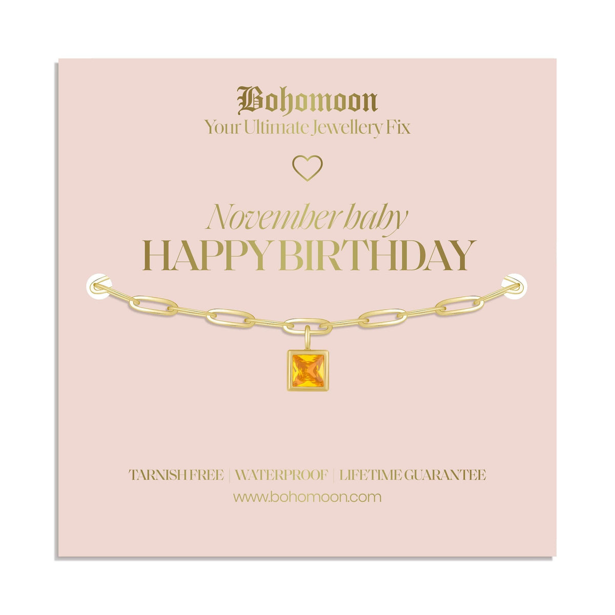 Bohomoon Stainless Steel Happy Birthday Birthstone Bracelet