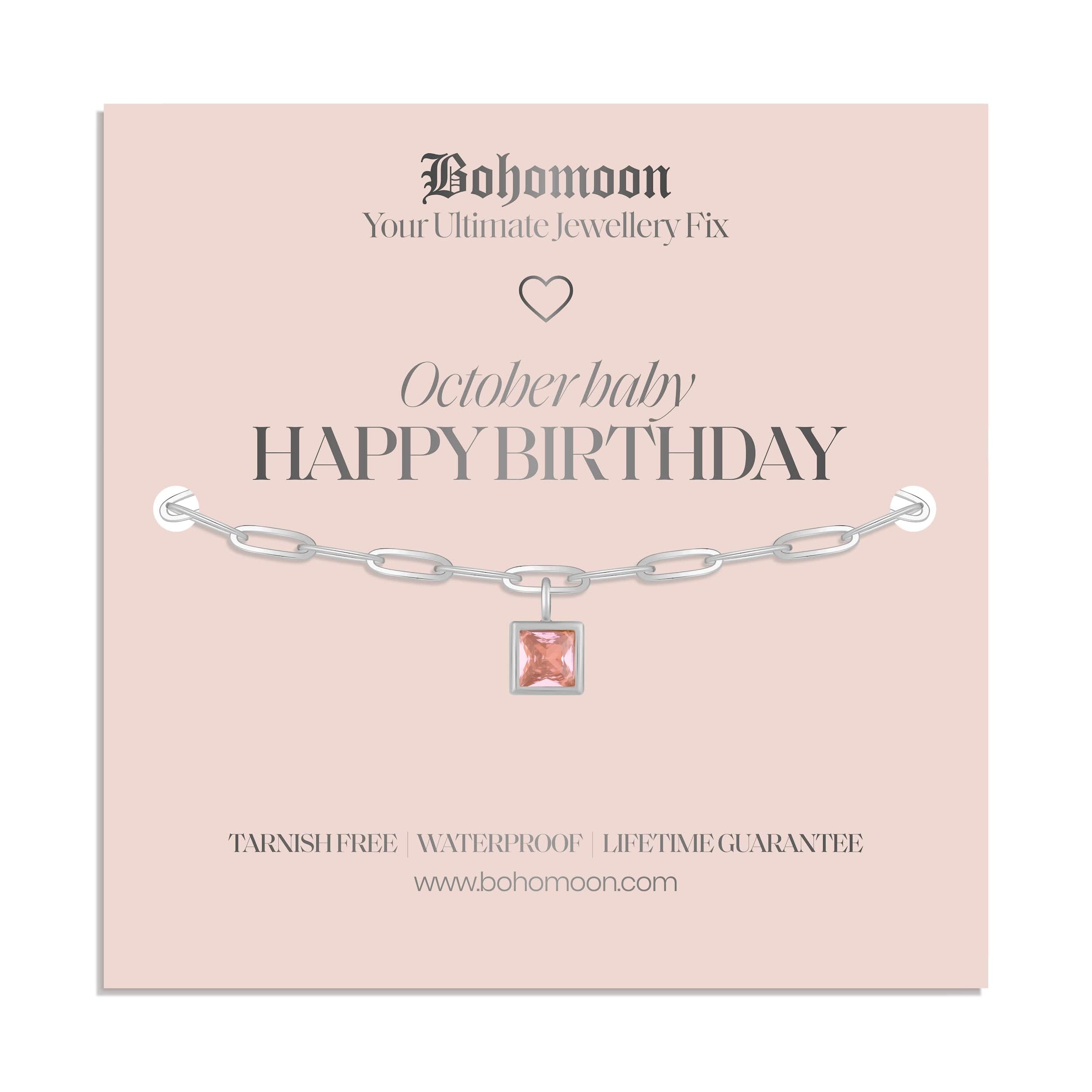 Bohomoon Stainless Steel Happy Birthday Birthstone Bracelet