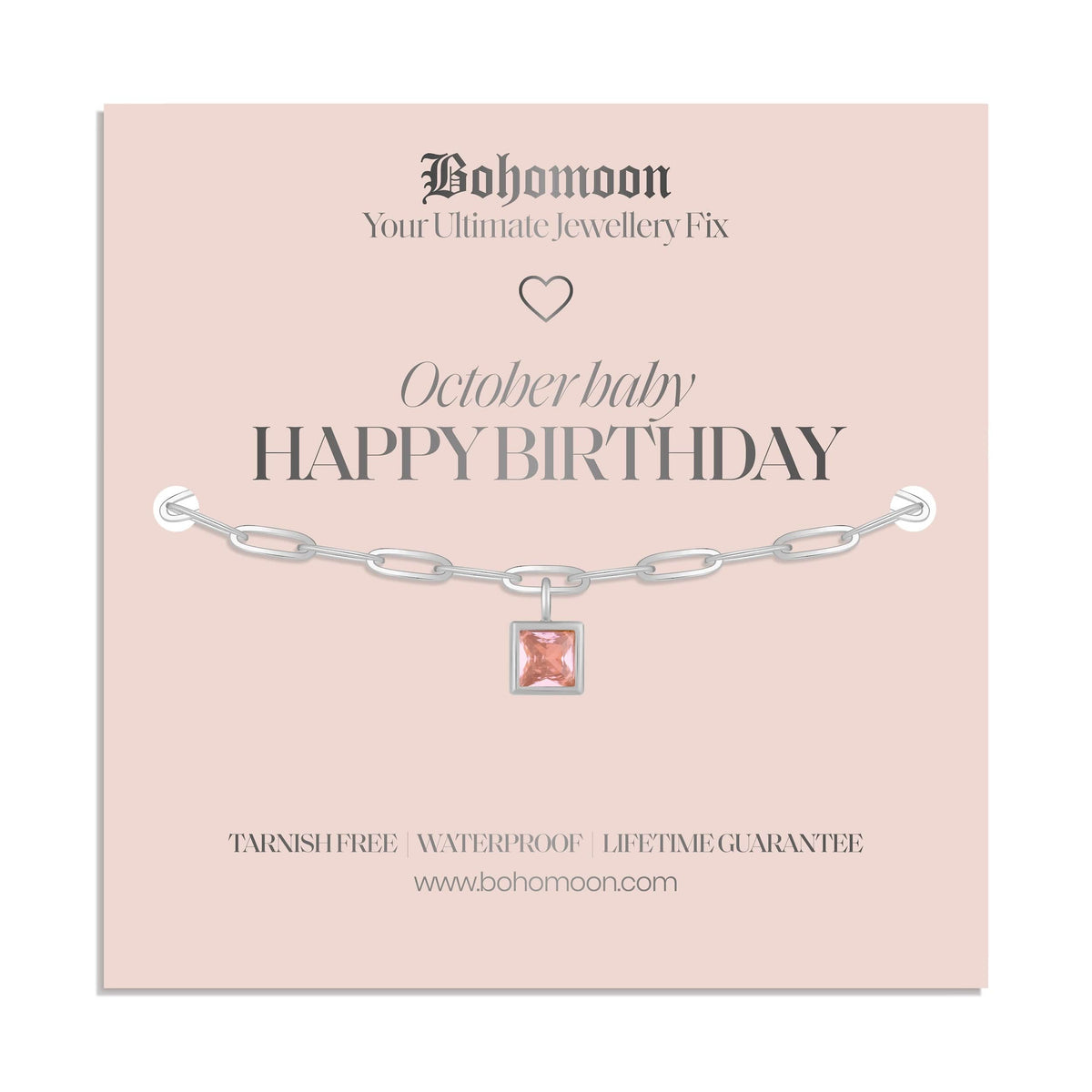 Bohomoon Stainless Steel Happy Birthday Birthstone Bracelet