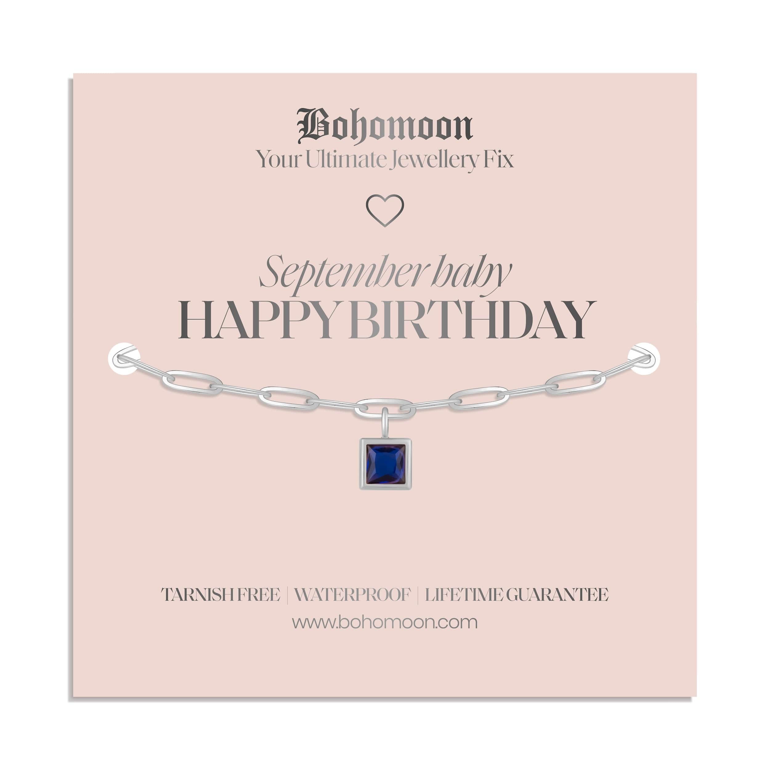 Bohomoon Stainless Steel Happy Birthday Birthstone Bracelet