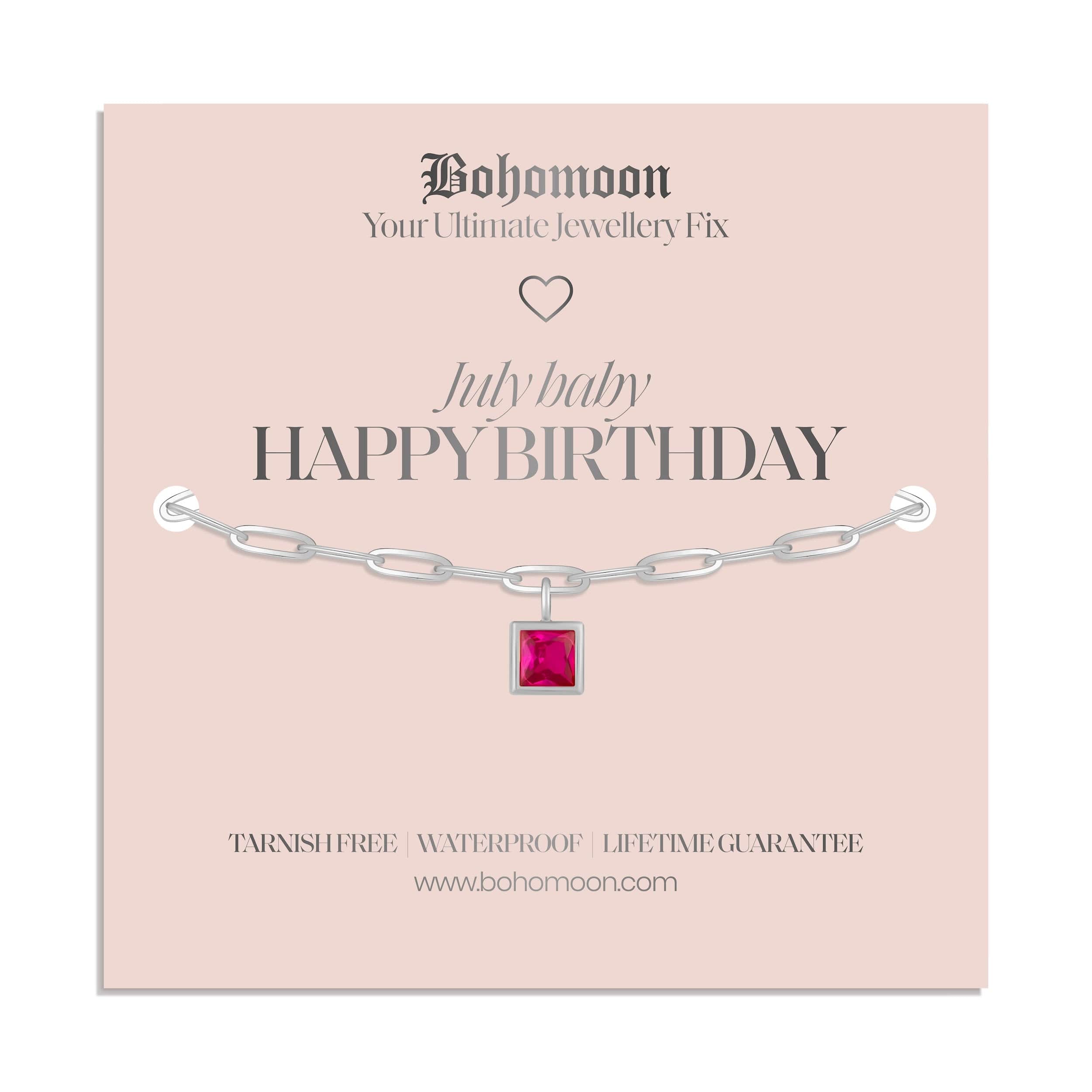 Bohomoon Stainless Steel Happy Birthday Birthstone Bracelet