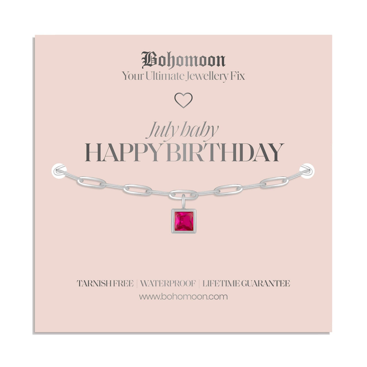 Bohomoon Stainless Steel Happy Birthday Birthstone Bracelet