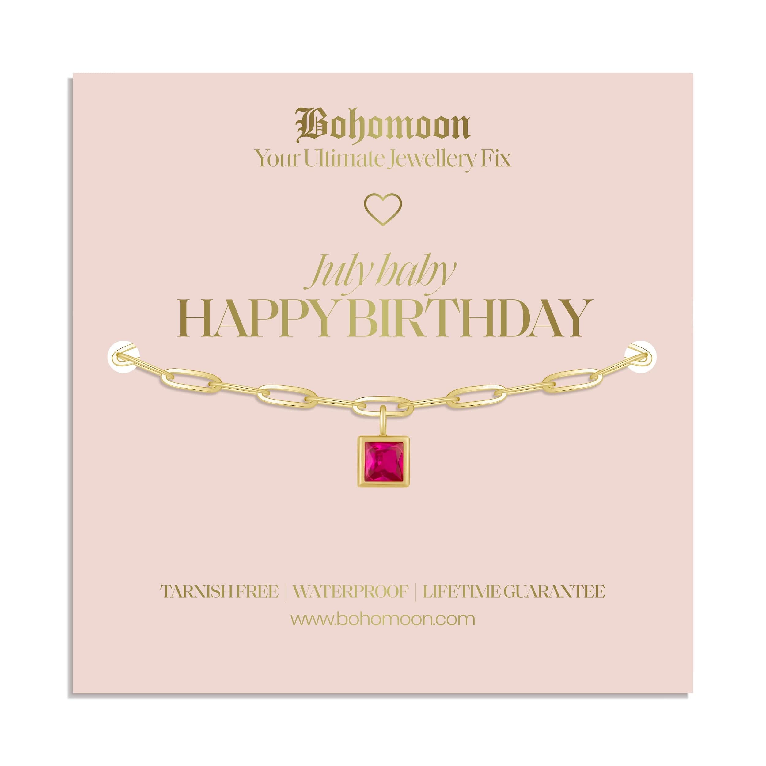 Bohomoon Stainless Steel Happy Birthday Birthstone Bracelet