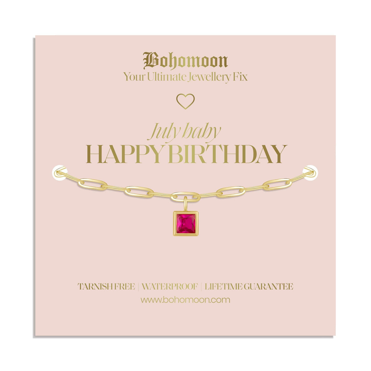 Bohomoon Stainless Steel Happy Birthday Birthstone Bracelet
