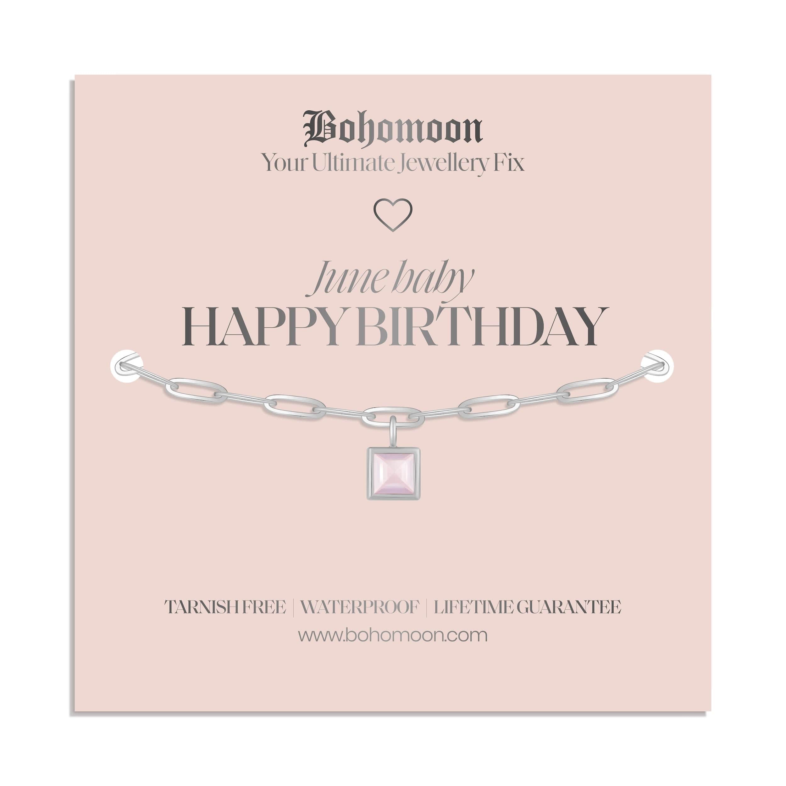 Bohomoon Stainless Steel Happy Birthday Birthstone Bracelet