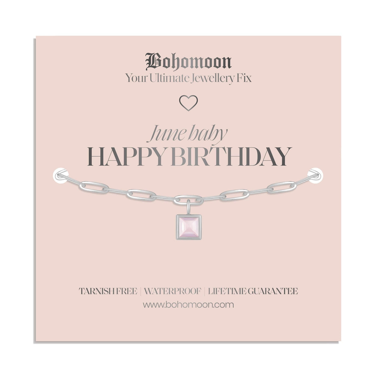 Bohomoon Stainless Steel Happy Birthday Birthstone Bracelet