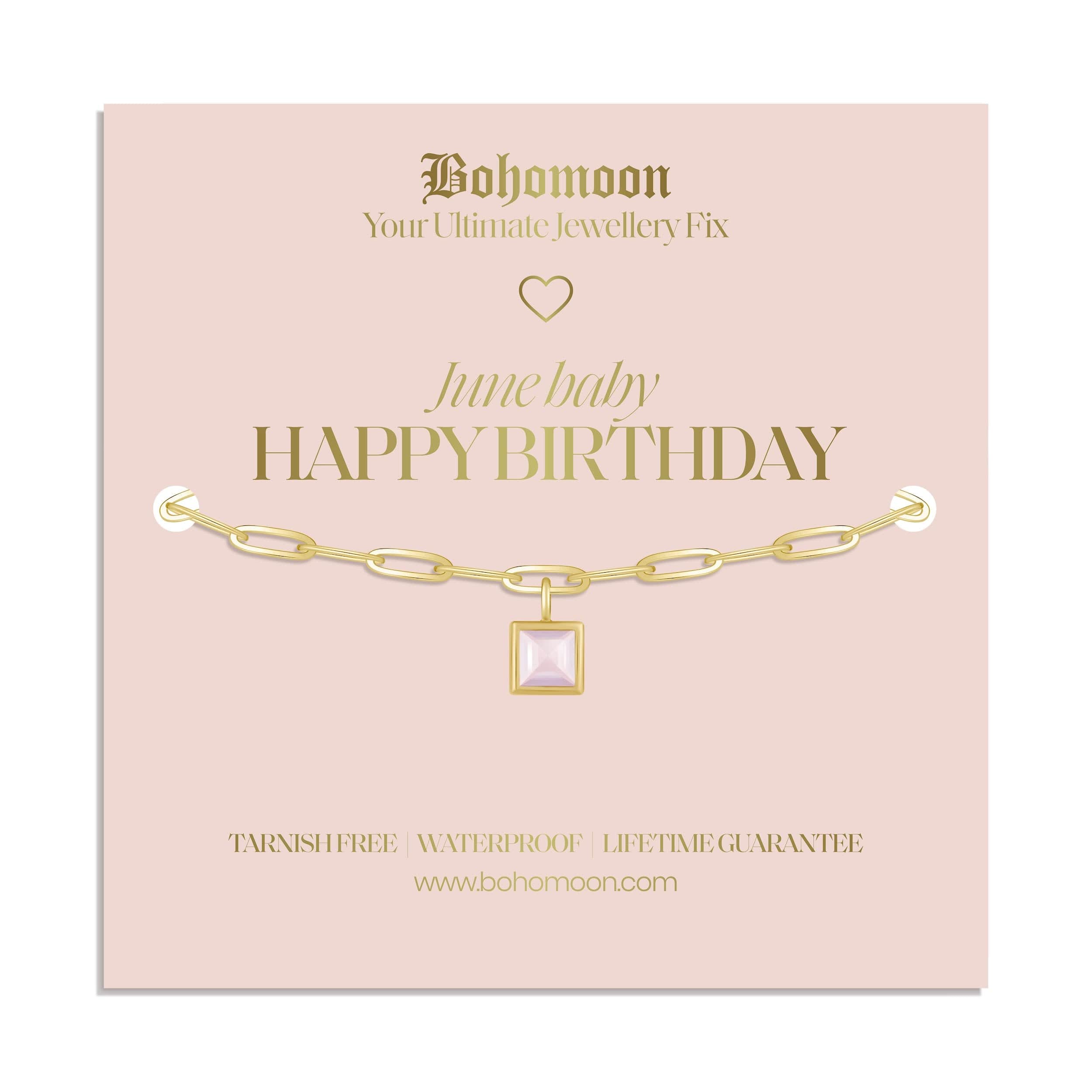 Bohomoon Stainless Steel Happy Birthday Birthstone Bracelet