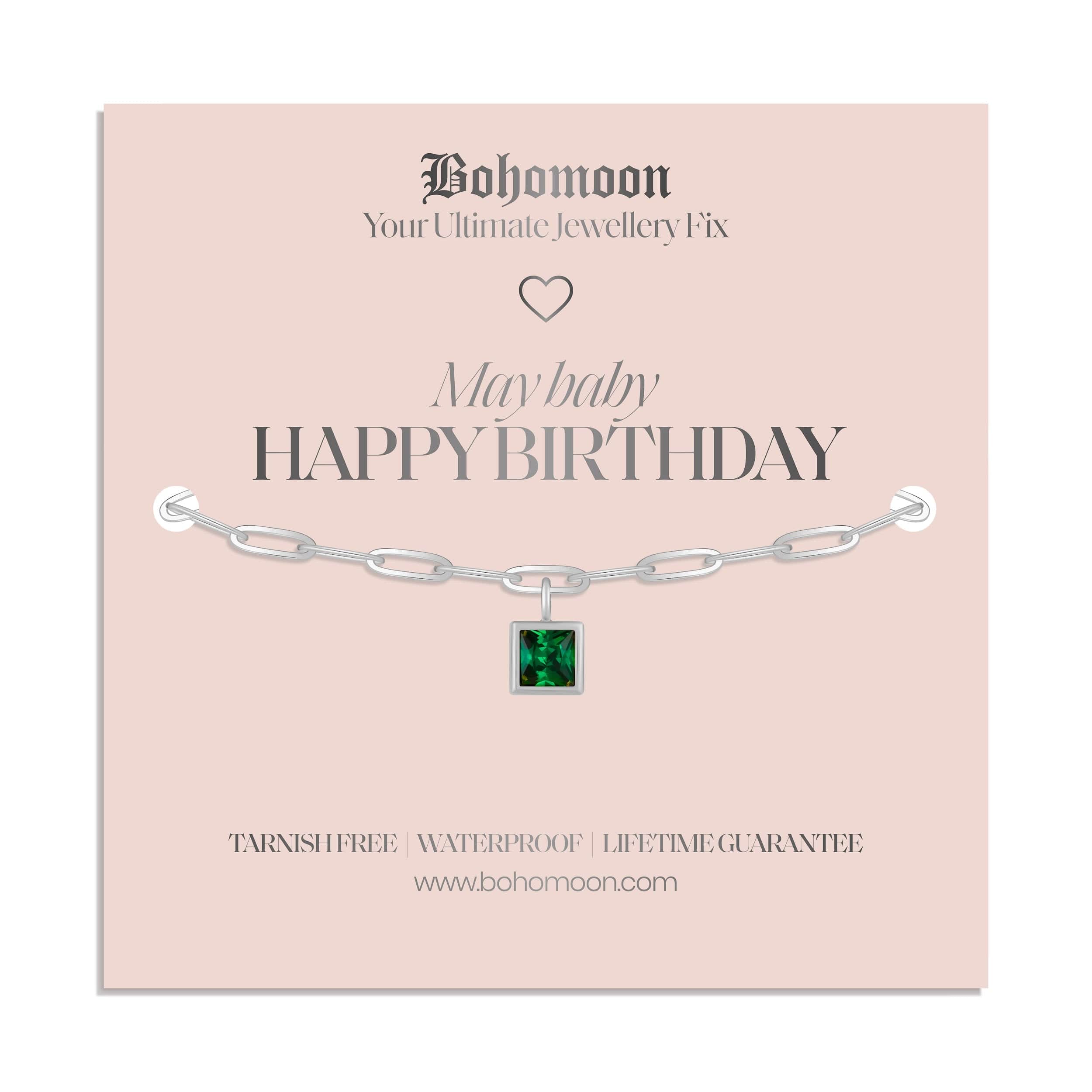 Bohomoon Stainless Steel Happy Birthday Birthstone Bracelet