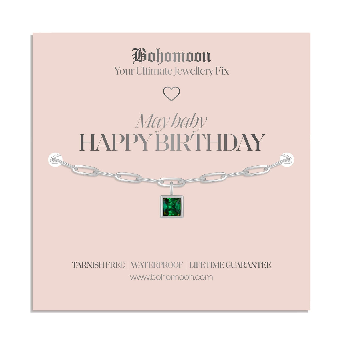 Bohomoon Stainless Steel Happy Birthday Birthstone Bracelet