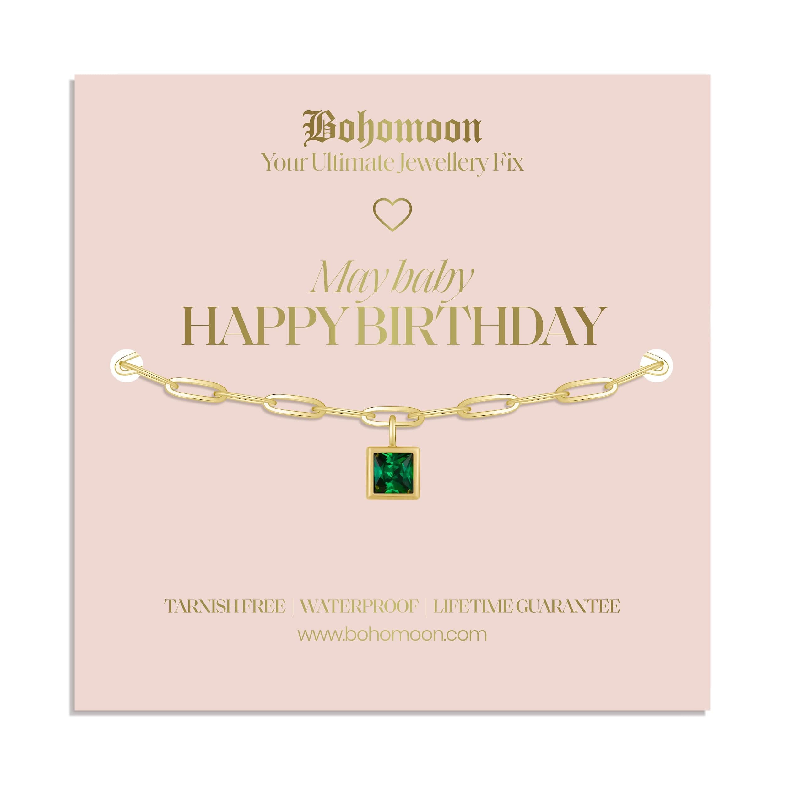 Bohomoon Stainless Steel Happy Birthday Birthstone Bracelet