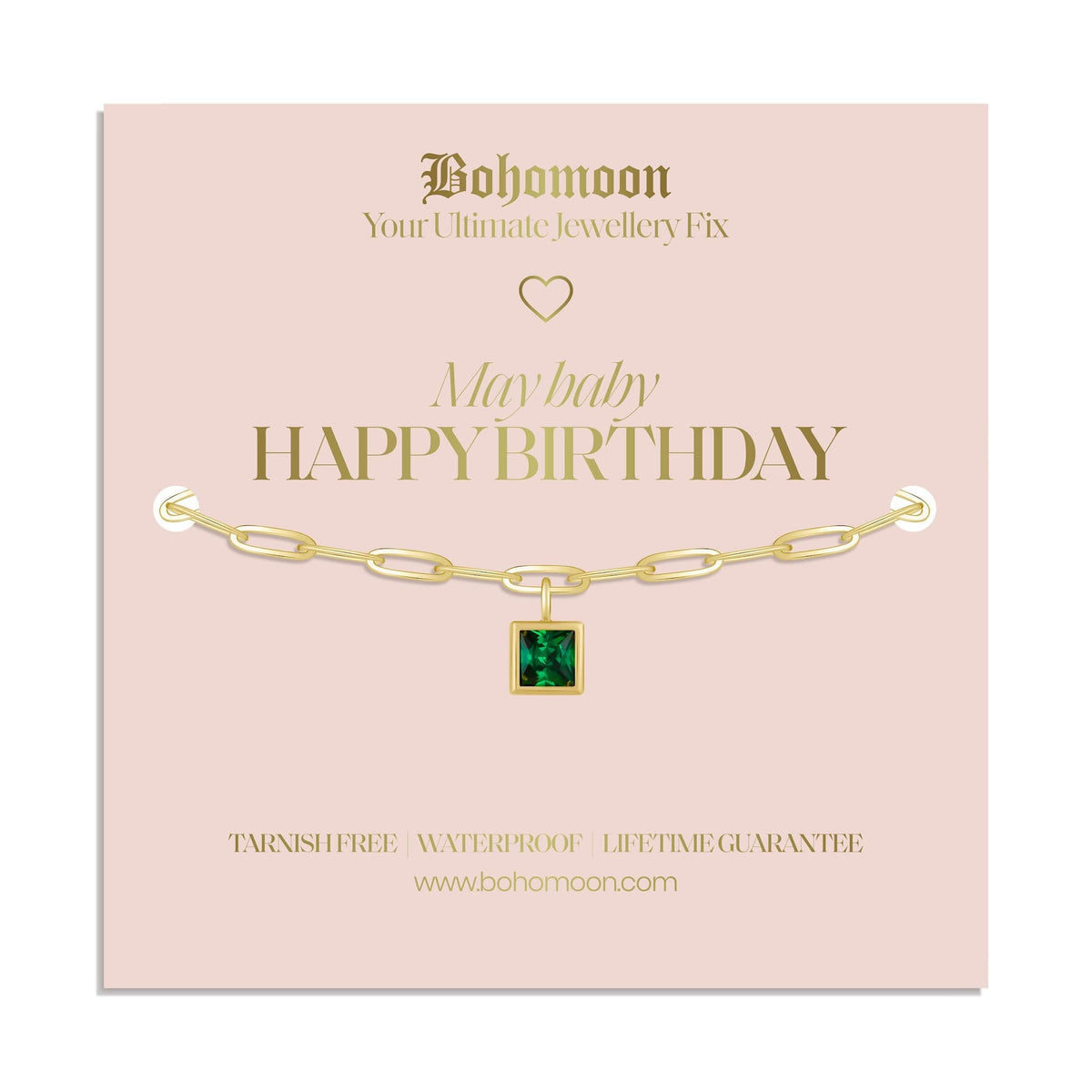 Bohomoon Stainless Steel Happy Birthday Birthstone Bracelet
