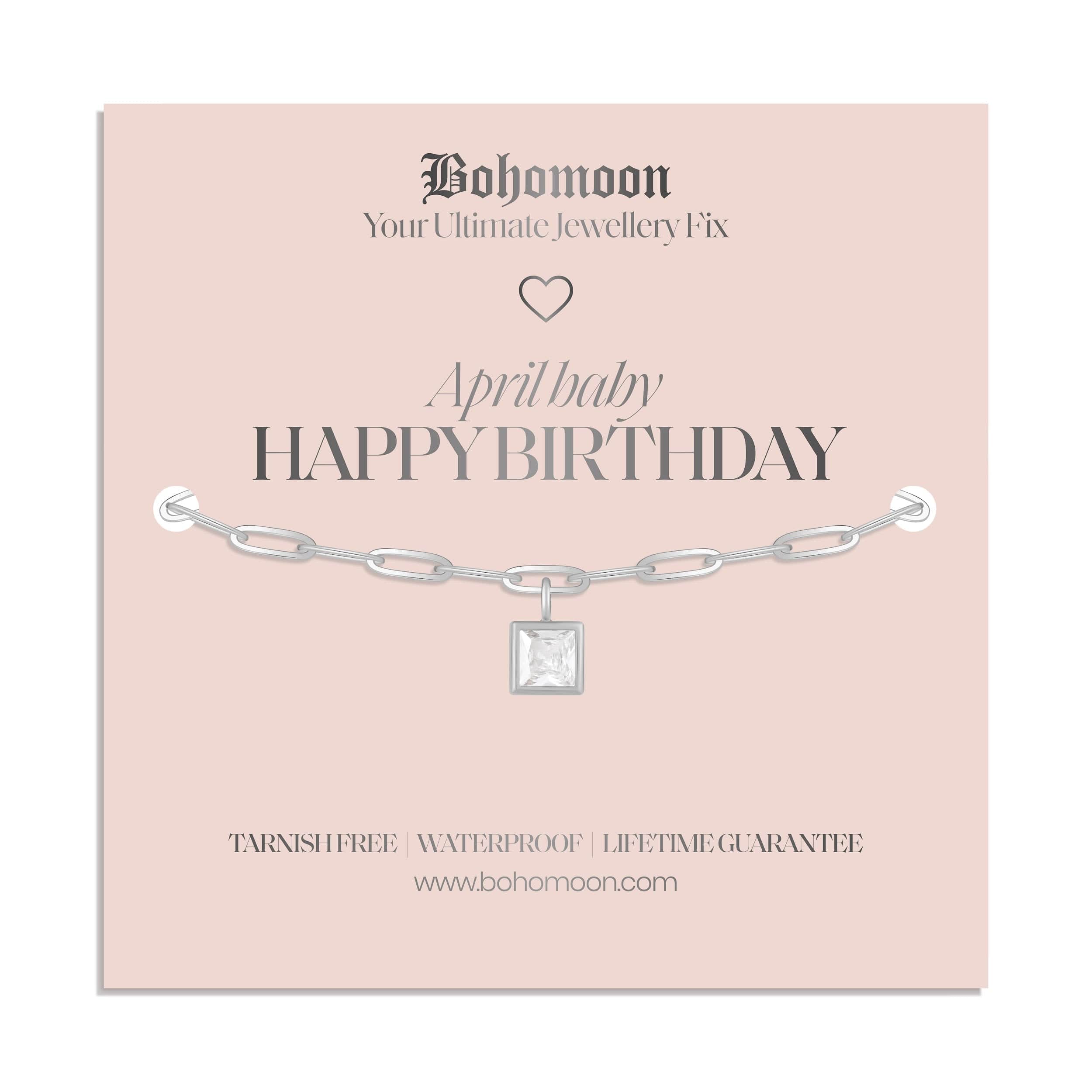 Bohomoon Stainless Steel Happy Birthday Birthstone Bracelet