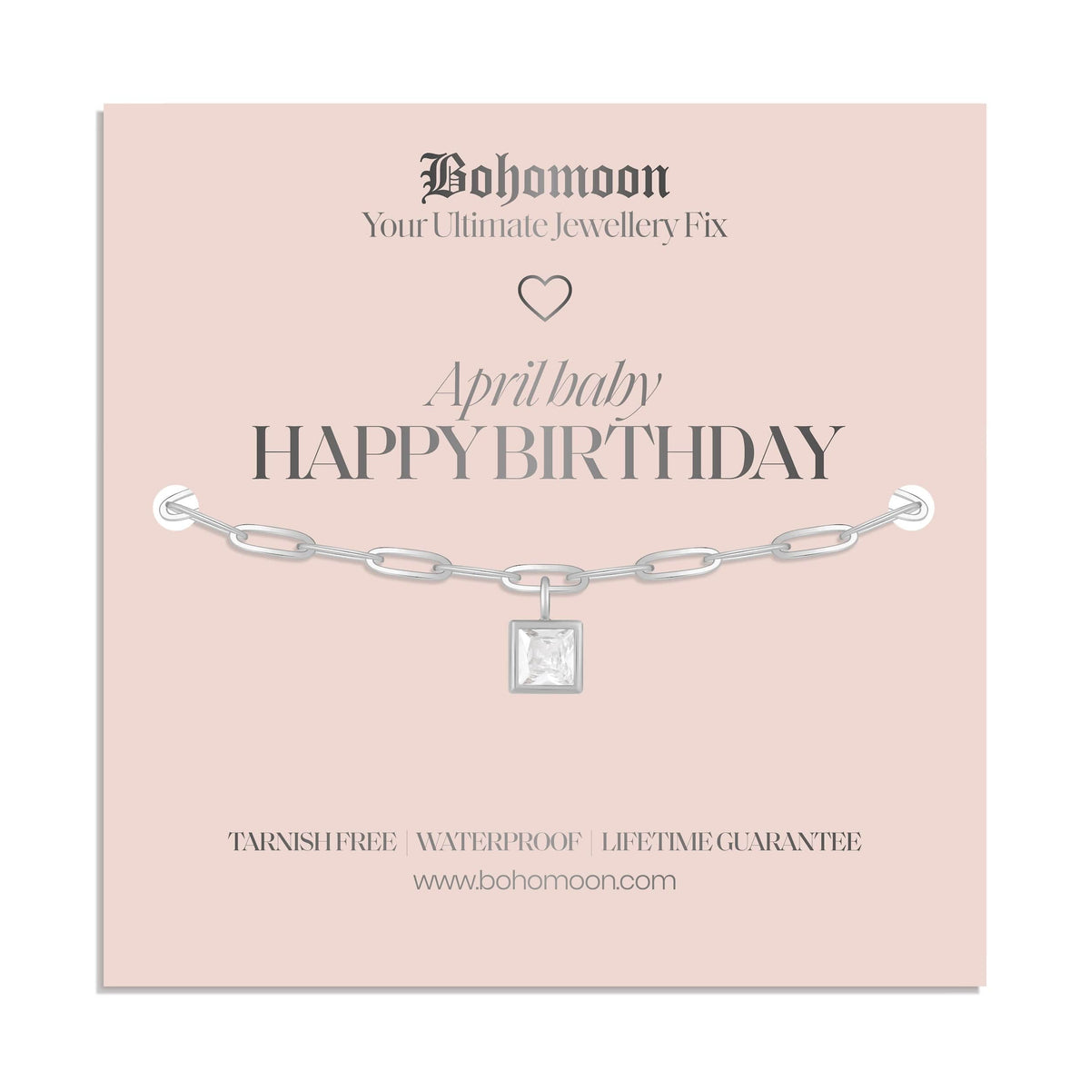 Bohomoon Stainless Steel Happy Birthday Birthstone Bracelet
