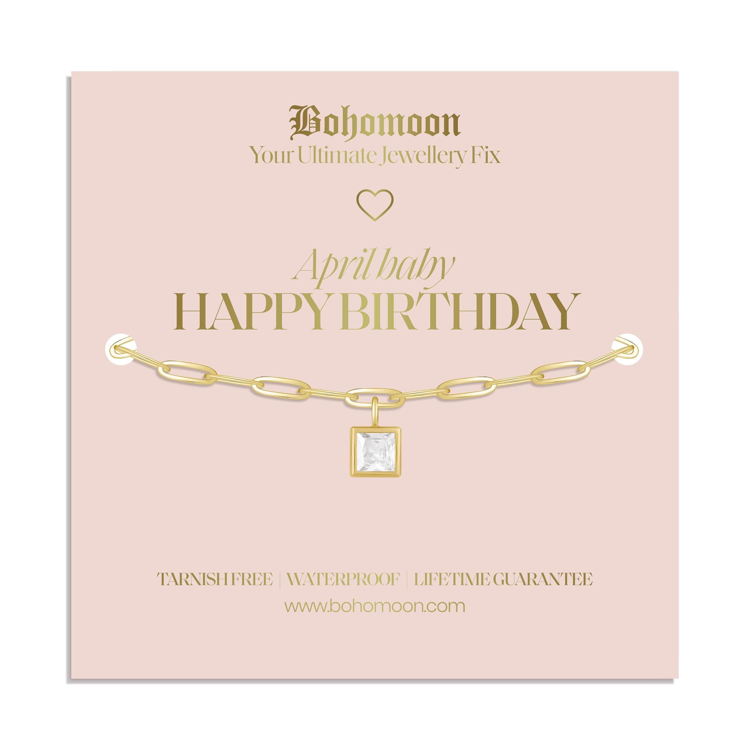 Bohomoon Stainless Steel Happy Birthday Birthstone Bracelet