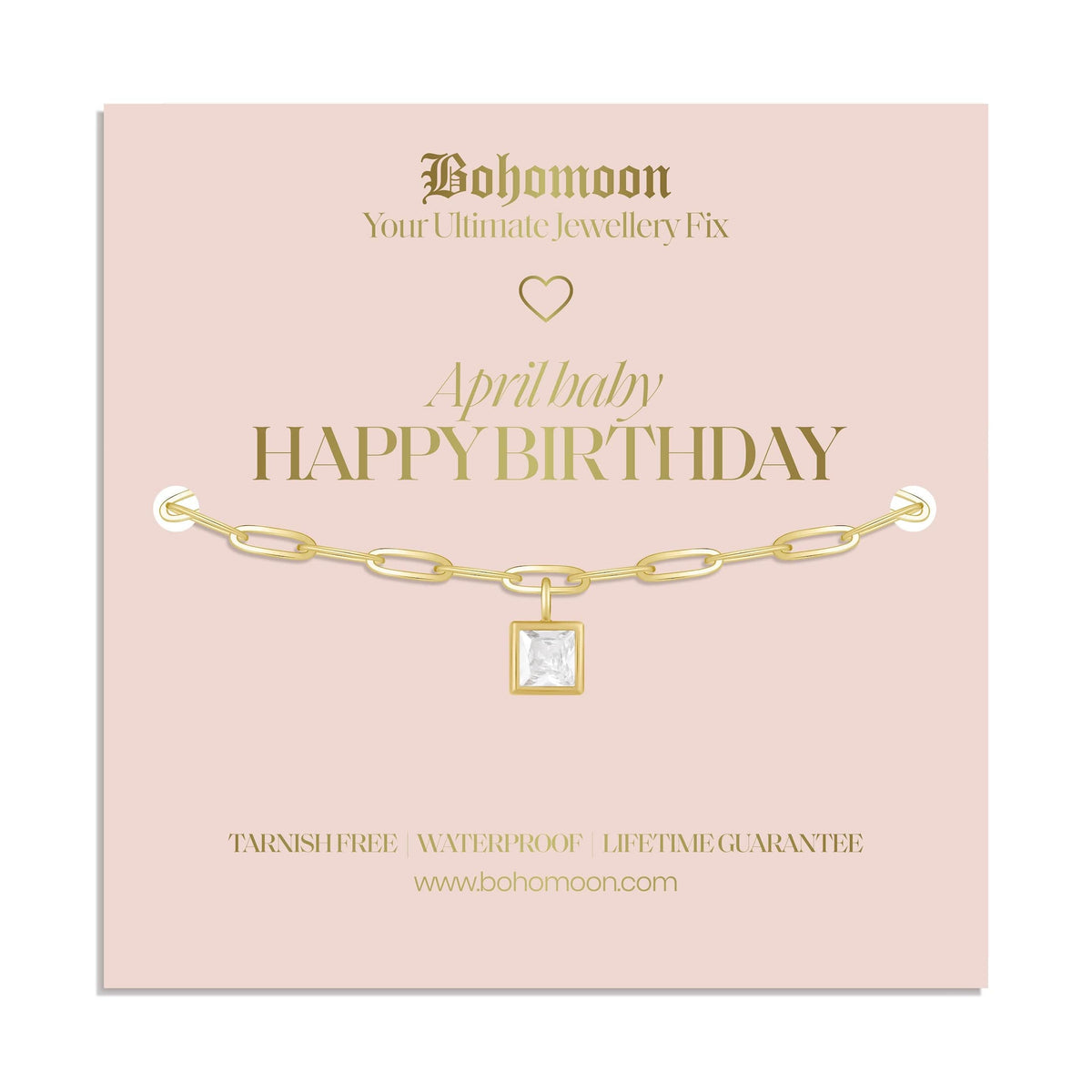 Bohomoon Stainless Steel Happy Birthday Birthstone Bracelet