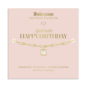 Bohomoon Stainless Steel Happy Birthday Birthstone Bracelet