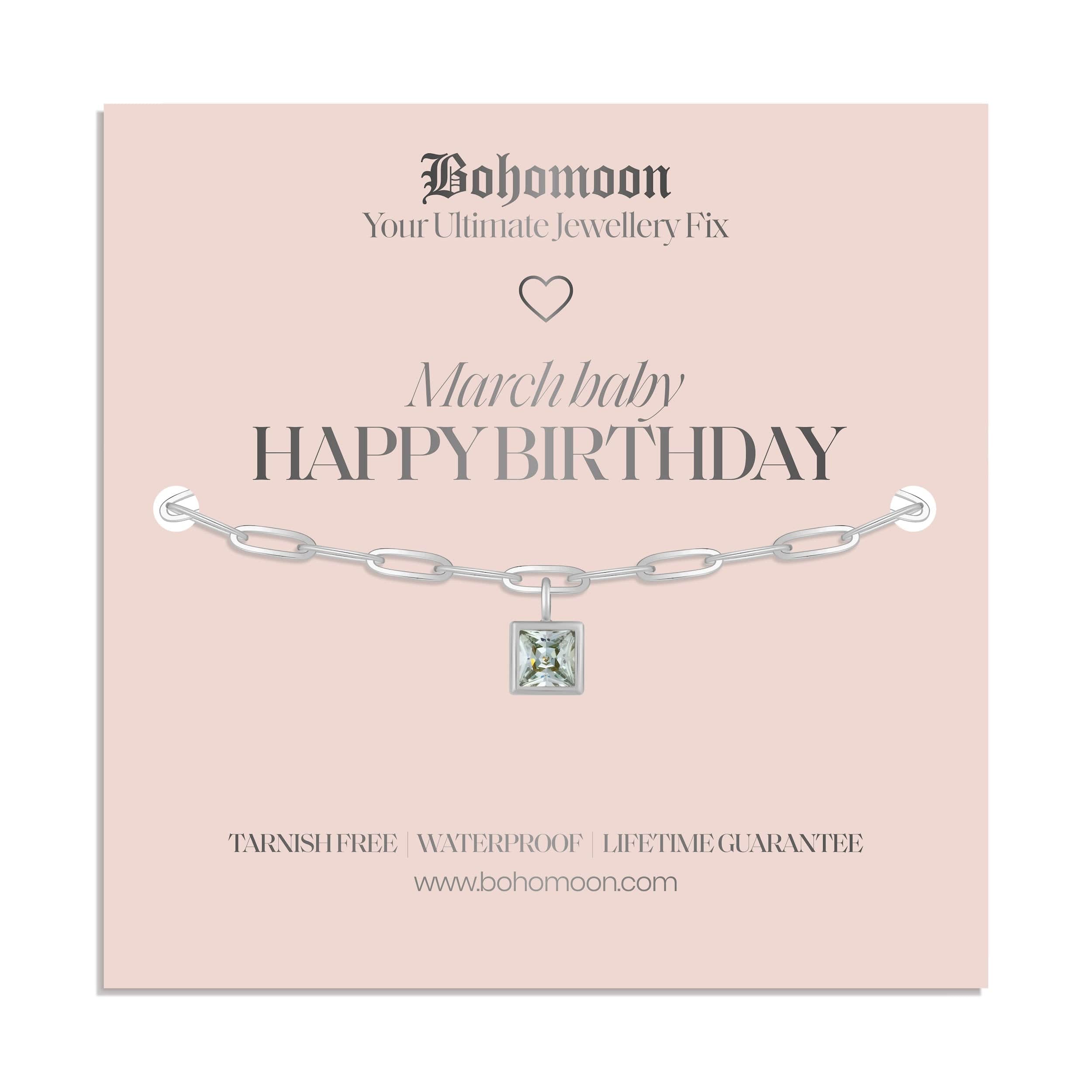Bohomoon Stainless Steel Happy Birthday Birthstone Bracelet