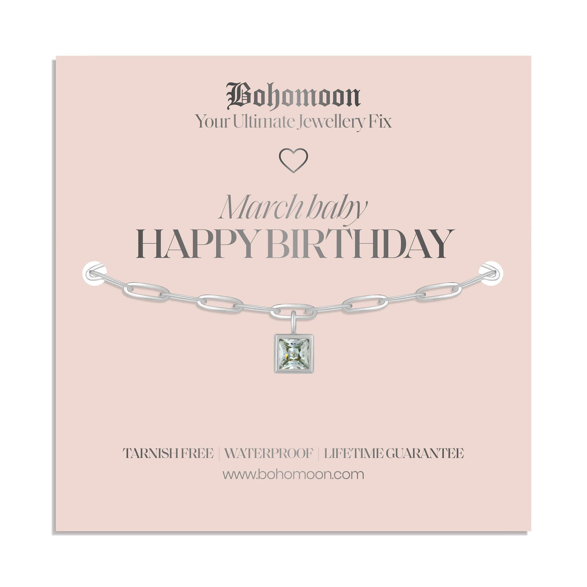 Bohomoon Stainless Steel Happy Birthday Birthstone Bracelet