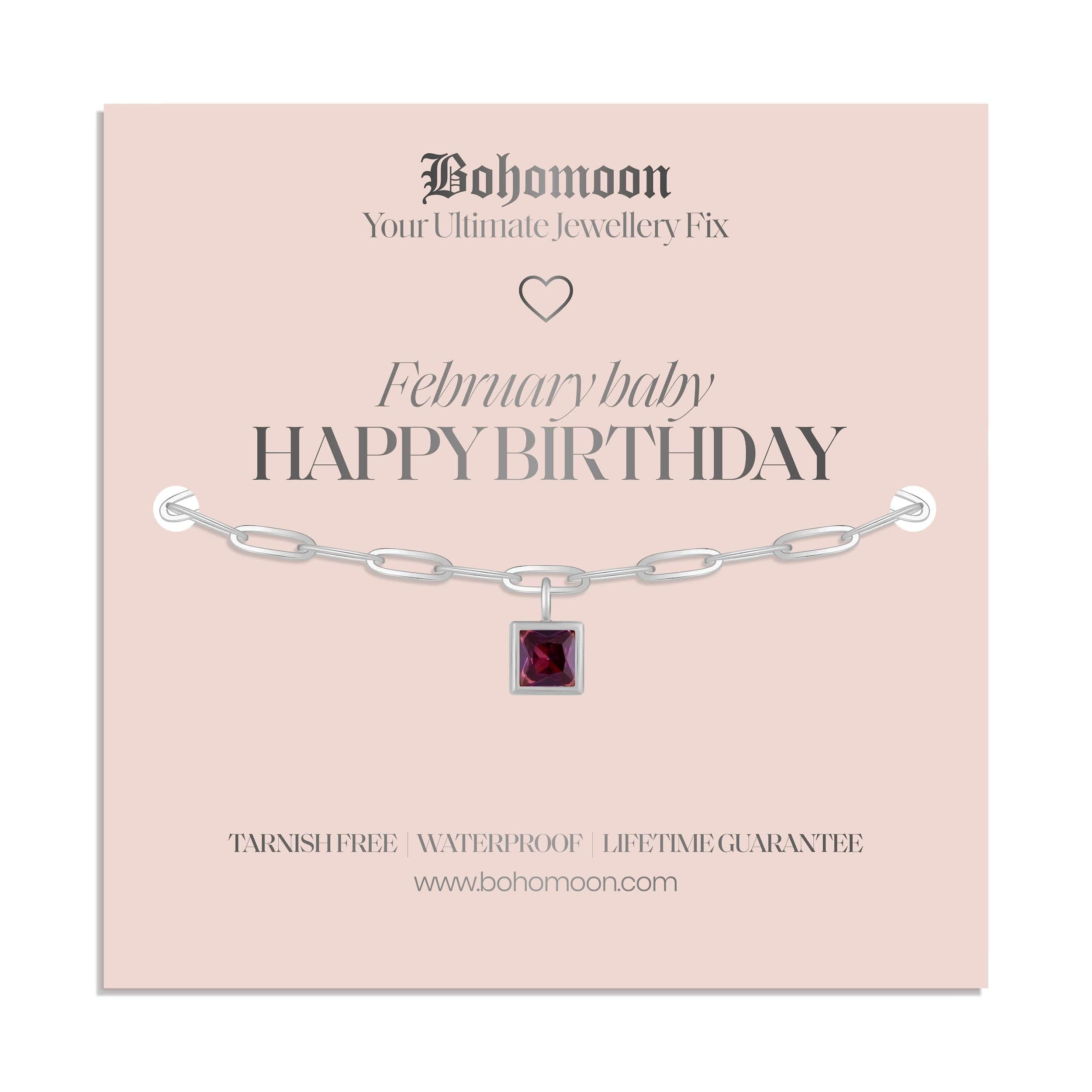 Bohomoon Stainless Steel Happy Birthday Birthstone Bracelet