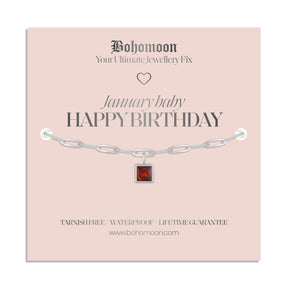 Bohomoon Stainless Steel Happy Birthday Birthstone Bracelet
