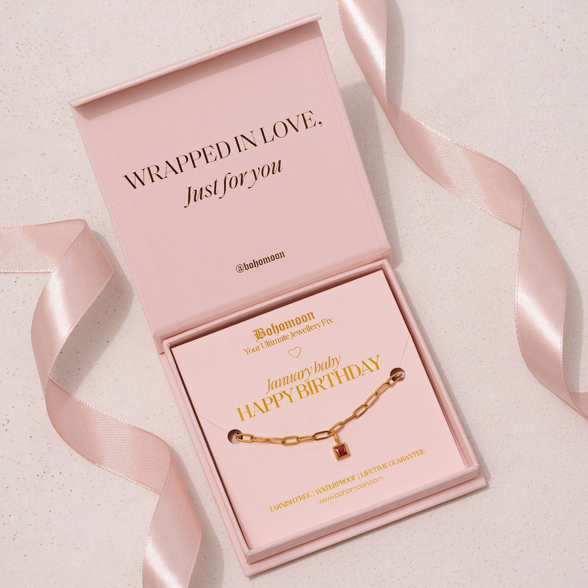 Bohomoon Stainless Steel Happy Birthday Birthstone Bracelet