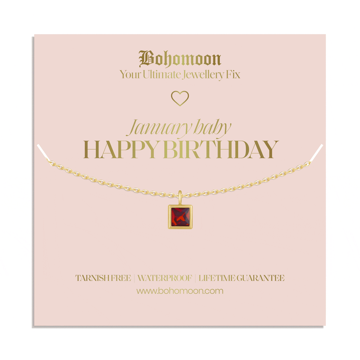 Bohomoon Stainless Steel Happy Birthday Birthstone Necklace