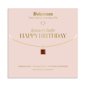 Bohomoon Stainless Steel Happy Birthday Birthstone Necklace