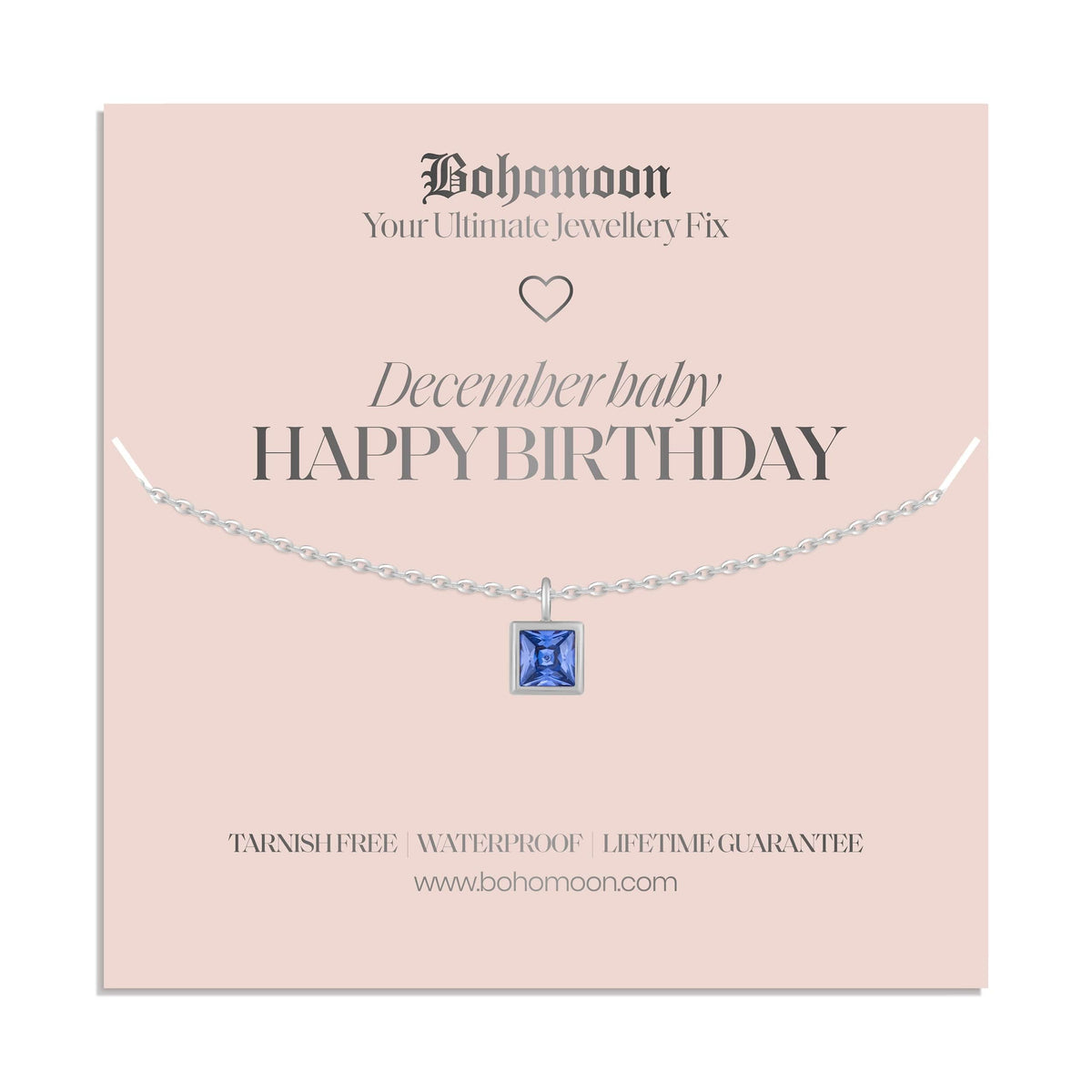 Bohomoon Stainless Steel Happy Birthday Birthstone Necklace