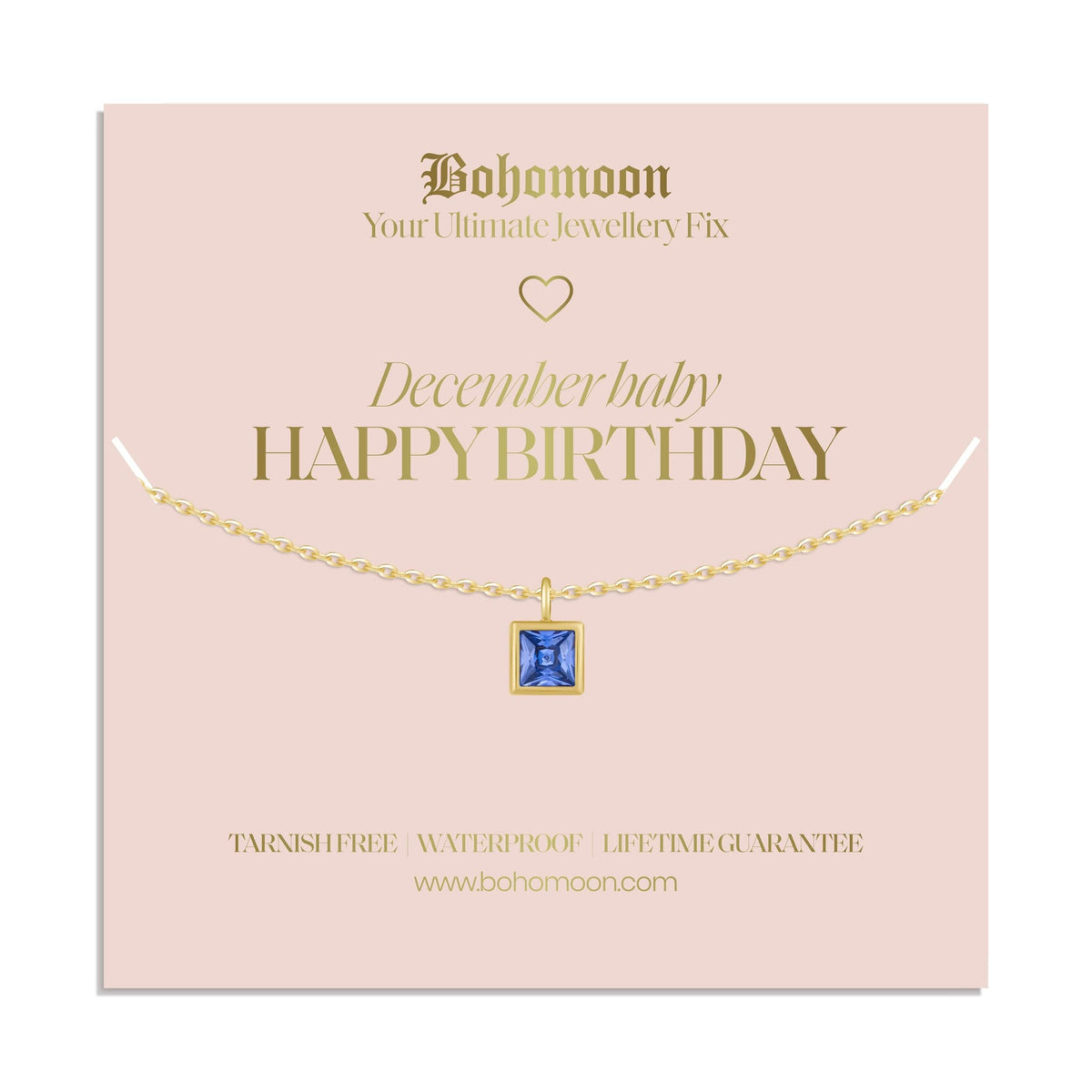 Bohomoon Stainless Steel Happy Birthday Birthstone Necklace