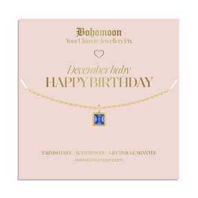 Bohomoon Stainless Steel Happy Birthday Birthstone Necklace