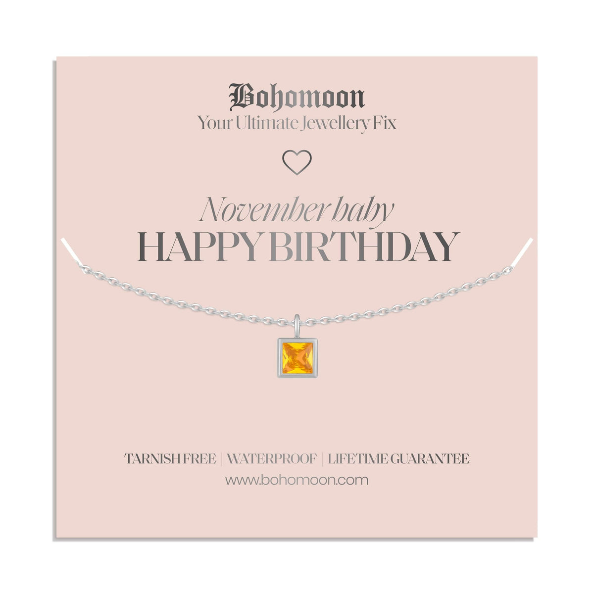 Bohomoon Stainless Steel Happy Birthday Birthstone Necklace