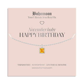 Bohomoon Stainless Steel Happy Birthday Birthstone Necklace