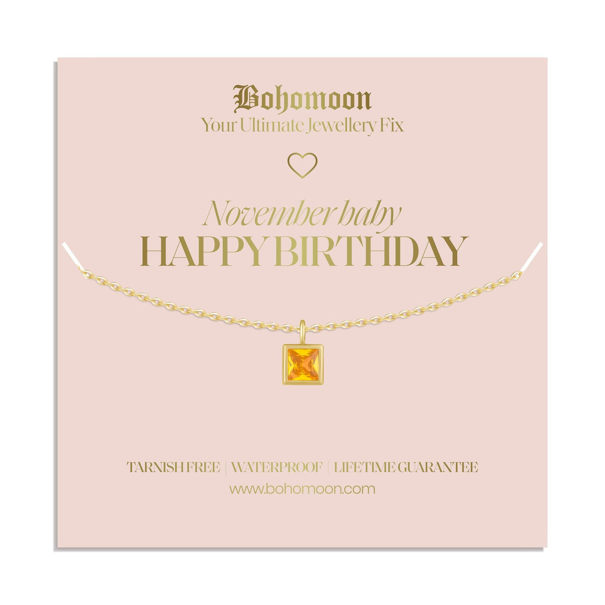 Bohomoon Stainless Steel Happy Birthday Birthstone Necklace